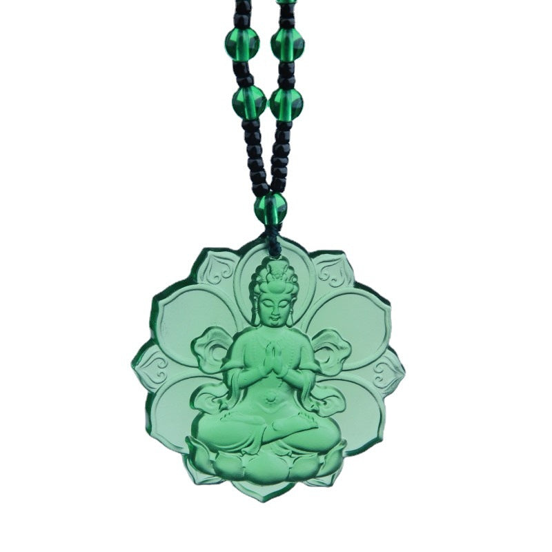 Green Tara Gray Jade Pendant | Protection, Compassion & Peace