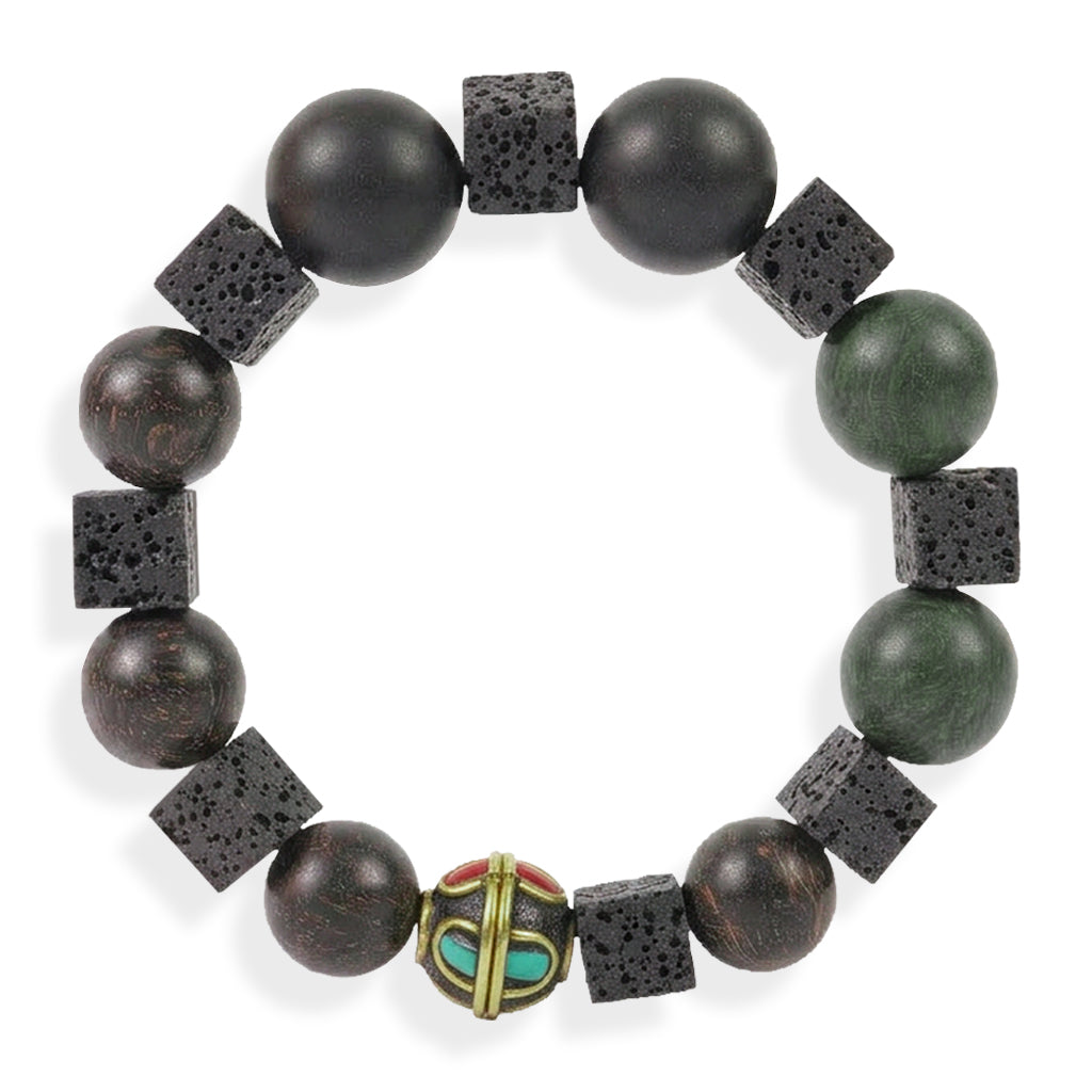 Green Energy Lava Stone Bracelet | Grounding, Focus & Sleep Support