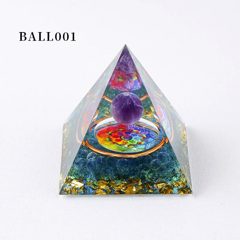 Natural Crystal Gravel Pyramid Epoxy | EMF Protection & Positive Energy