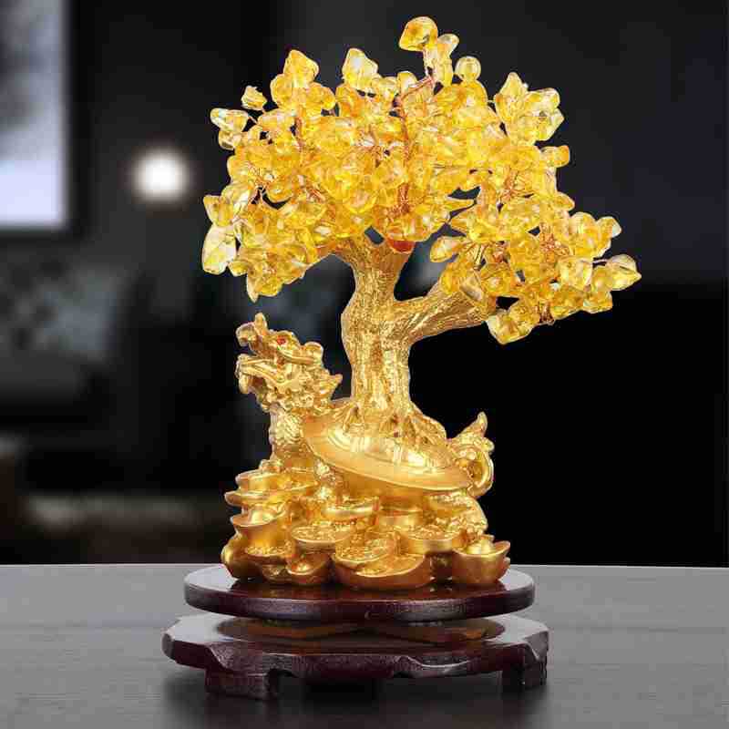 Citrine Small Water Turtle Money Tree | Feng Shui Wealth Decor
