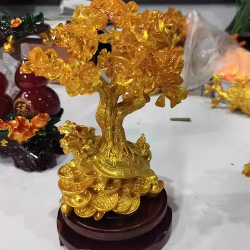 Citrine Small Water Turtle Money Tree | Feng Shui Wealth Decor