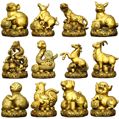 Pure Copper Zodiac Ornament | Auspicious Home Decor (Large & Small Sizes)