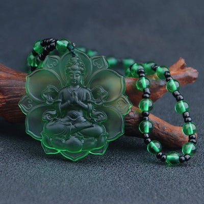 Green Tara Gray Jade Pendant | Protection, Compassion & Peace